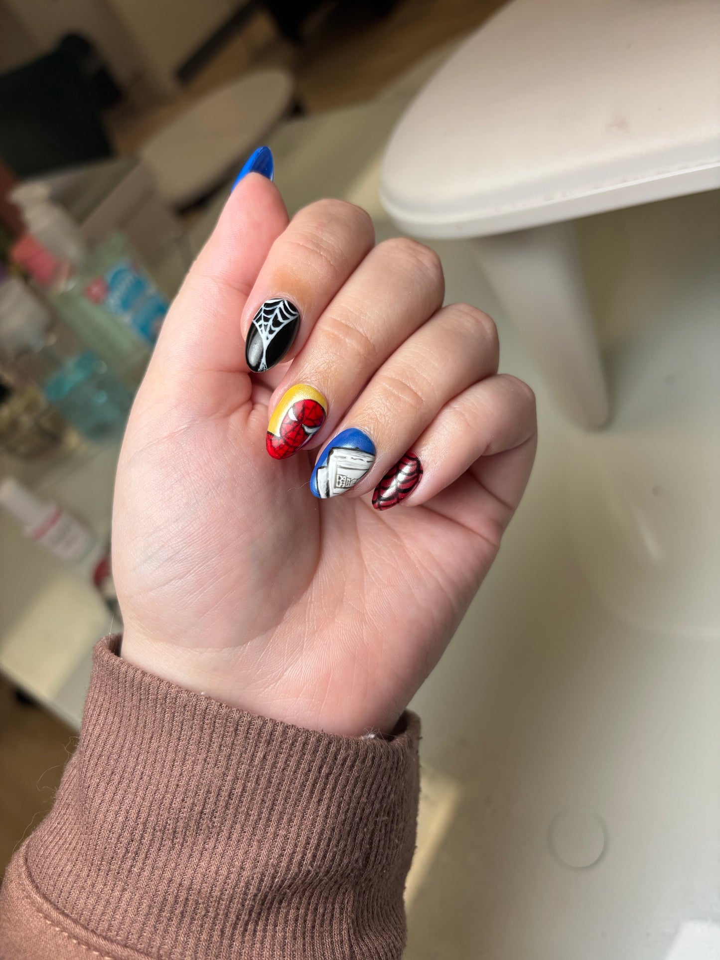 Spider-Man Inspired Red & Black Web Press-On Nails