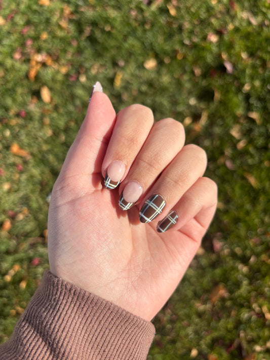 Brown Plaid Press-On Nails