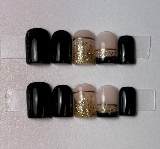 Black & Gold Luxe Press-On Nails
