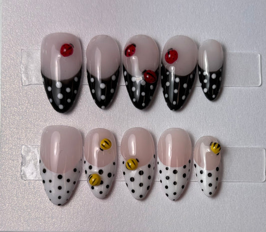 Bee & Ladybug Polka Dot Press-On Nails
