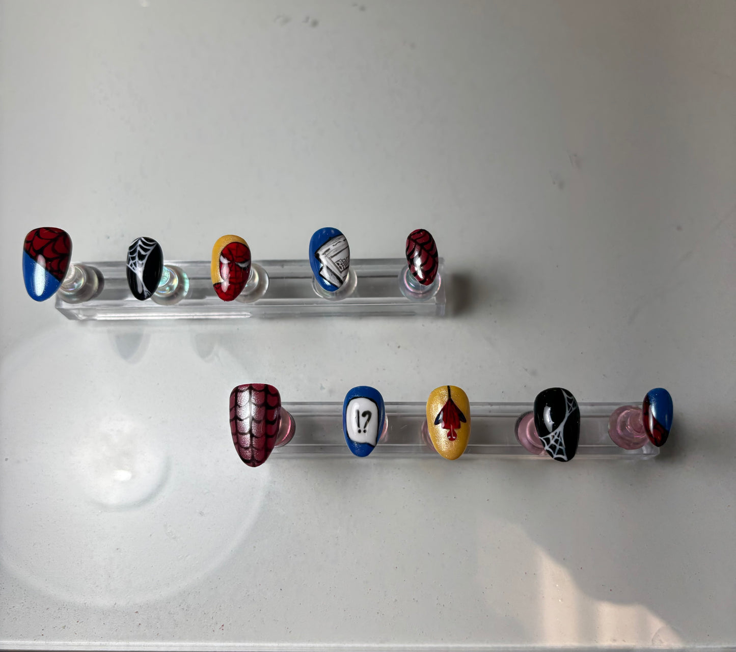 Spider-Man Inspired Red & Black Web Press-On Nails